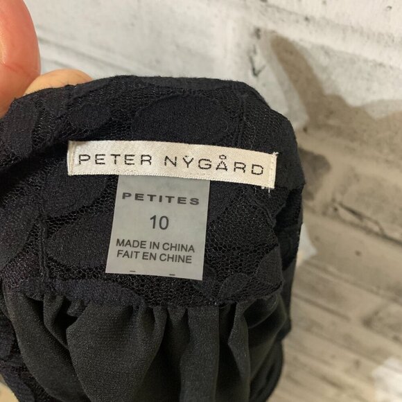 Peter Nygard Sheer Black Lace A-Line Lined Skirt - Picture 7 of 11